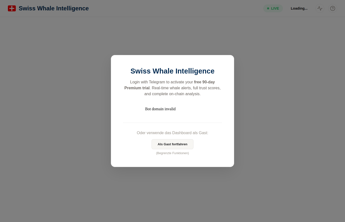 Login screen with Telegram login and guest option